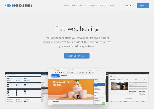 the free hosting service homepage